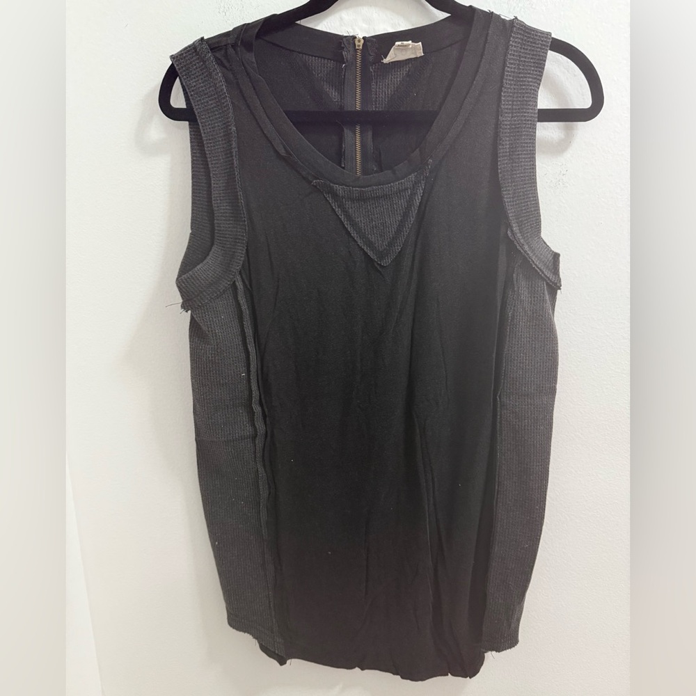 POL Black and Charcoal Layered Tank Top